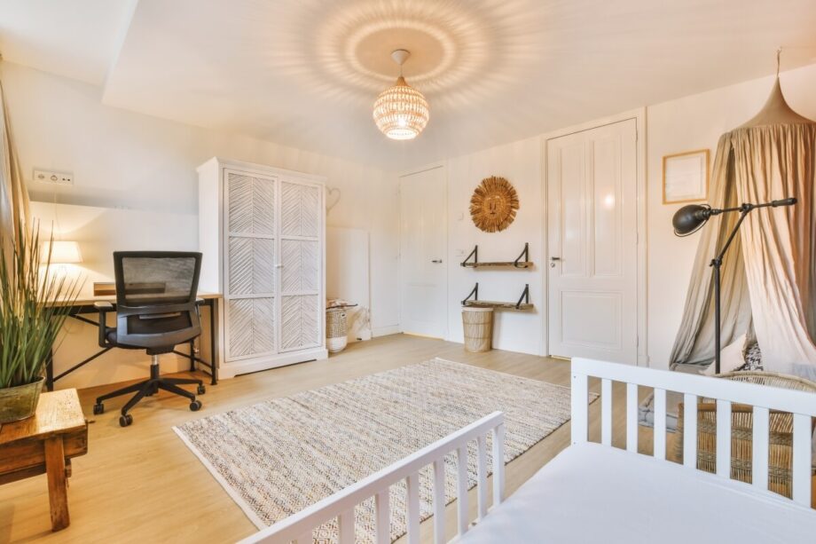 Stylowe biuro w domu ilustruje zmieniające się perspektywy rynku nieruchomości komercyjnych.